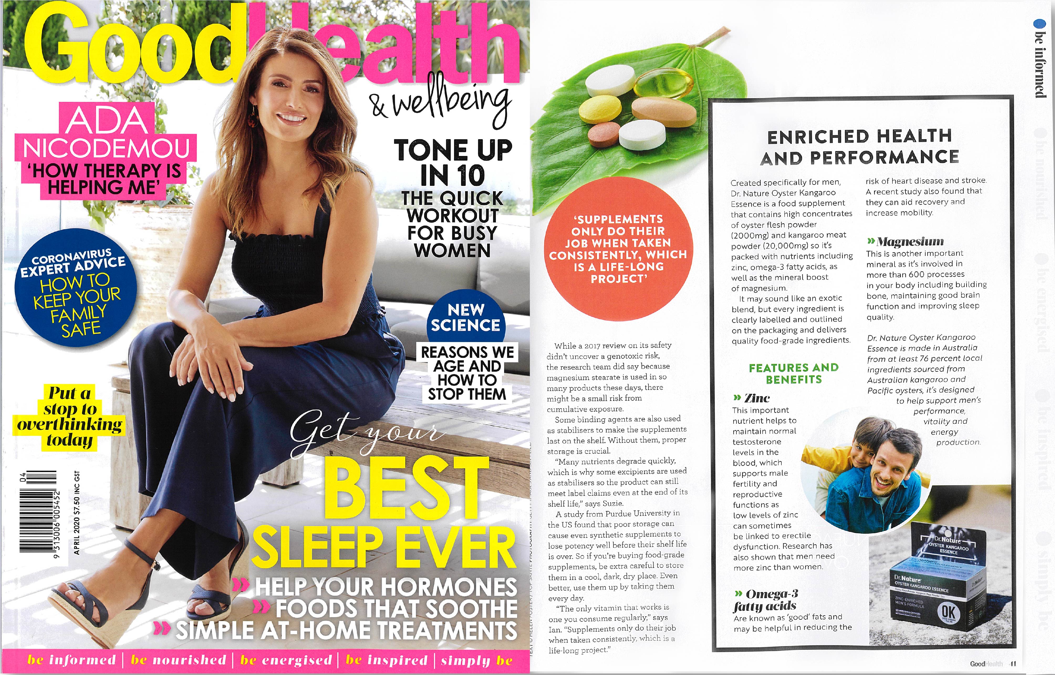 Dr. Nature Oyster Kangaroo Essence featured in Good Health Magazine
