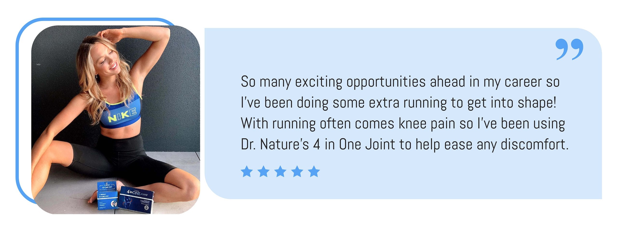 Running customer with 4 in One Joint review artwork