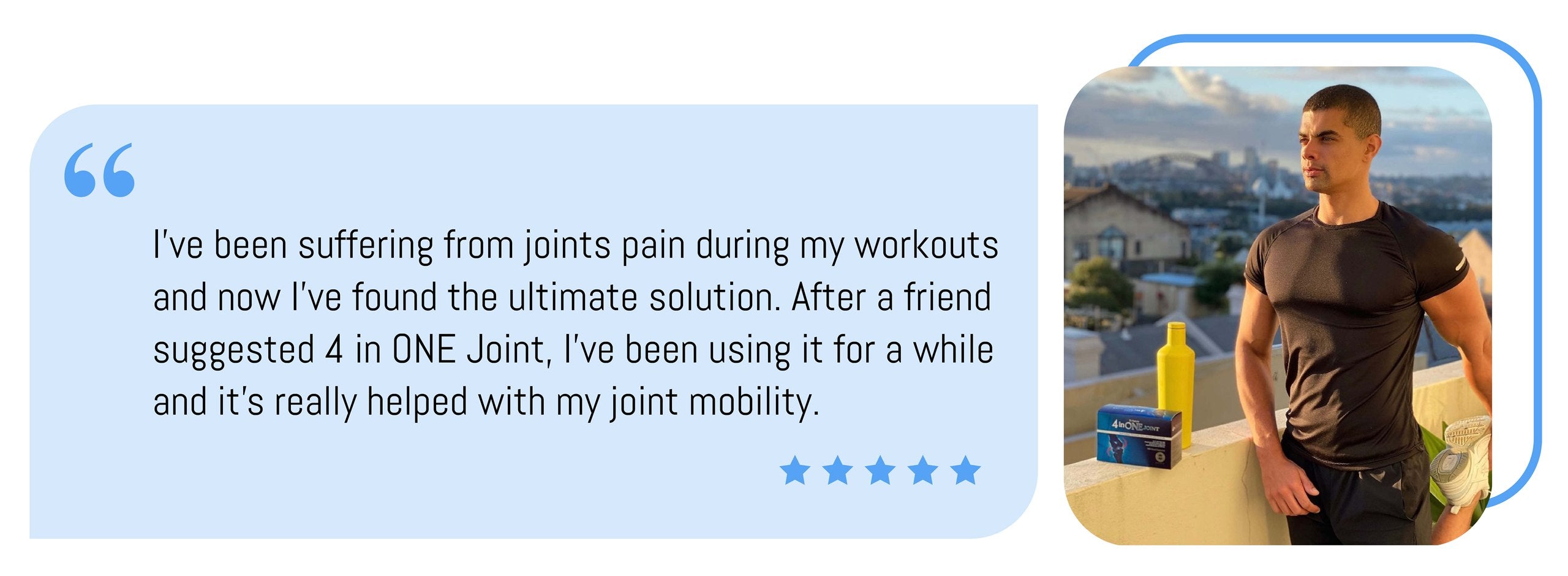 Fitness customer with 4 in One Joint review artwork
