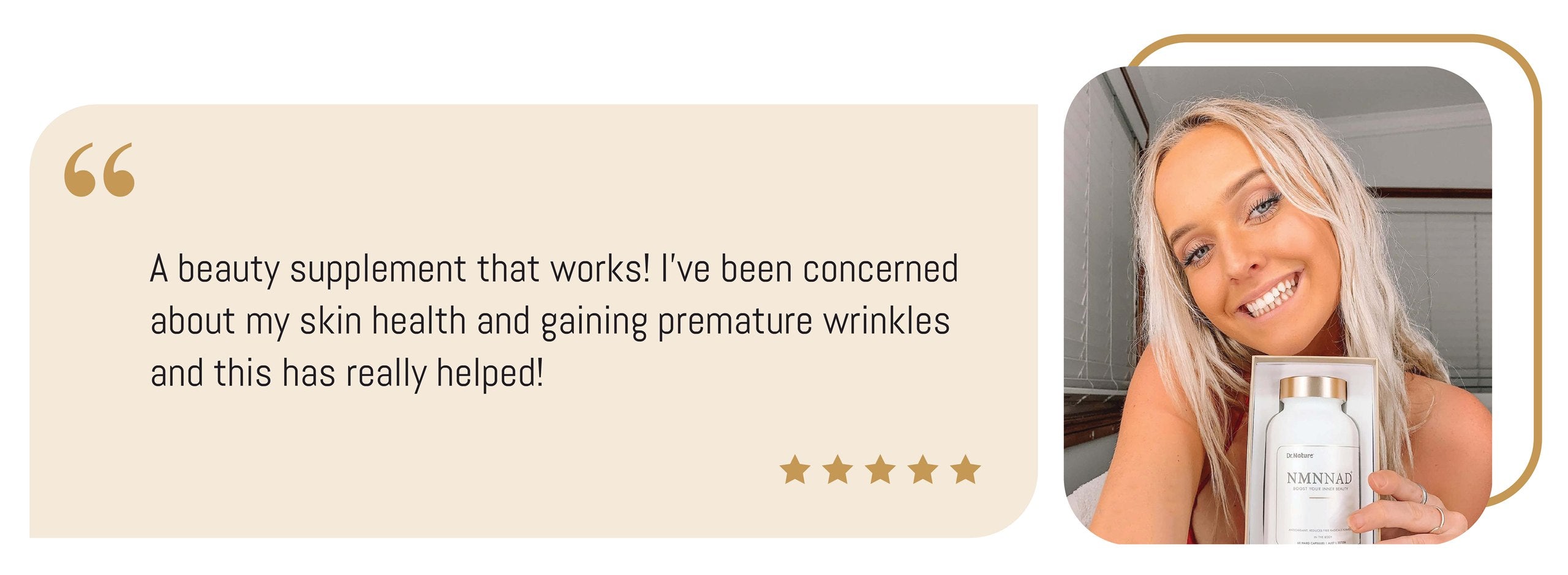 Customer with NMNNAD+ supplement review artwork