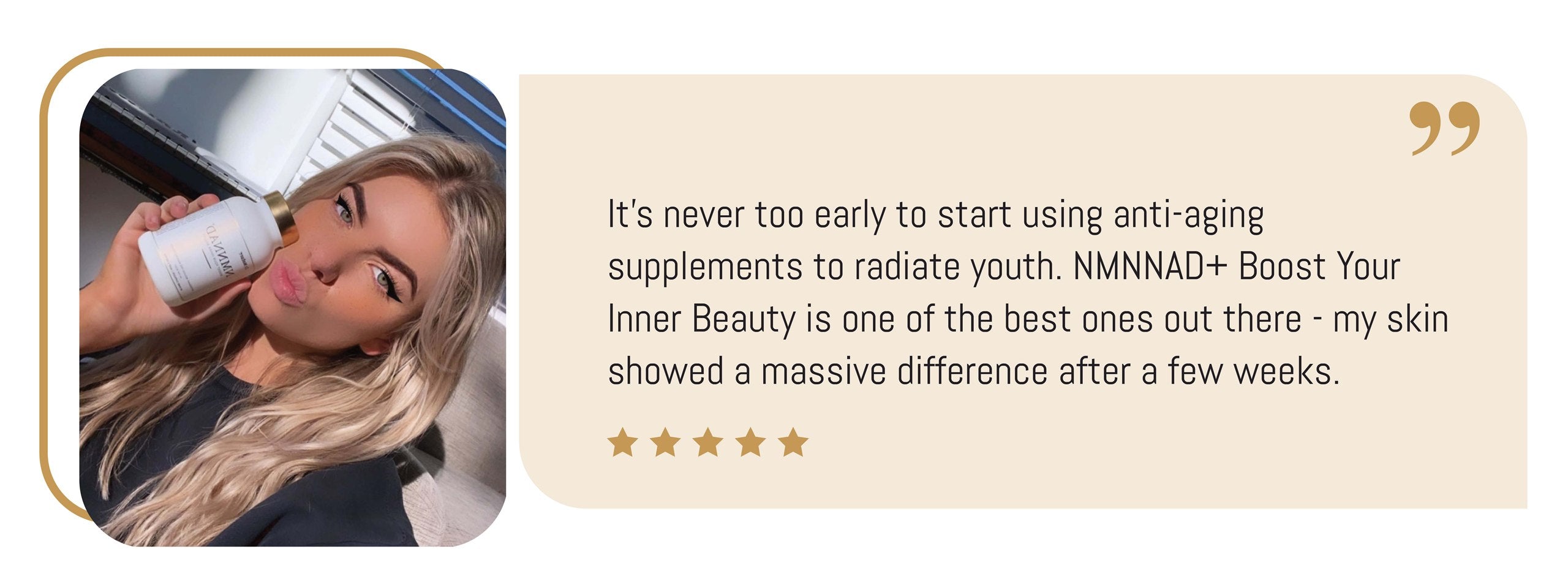 Customer holding NMNNAD+ supplement review artwork