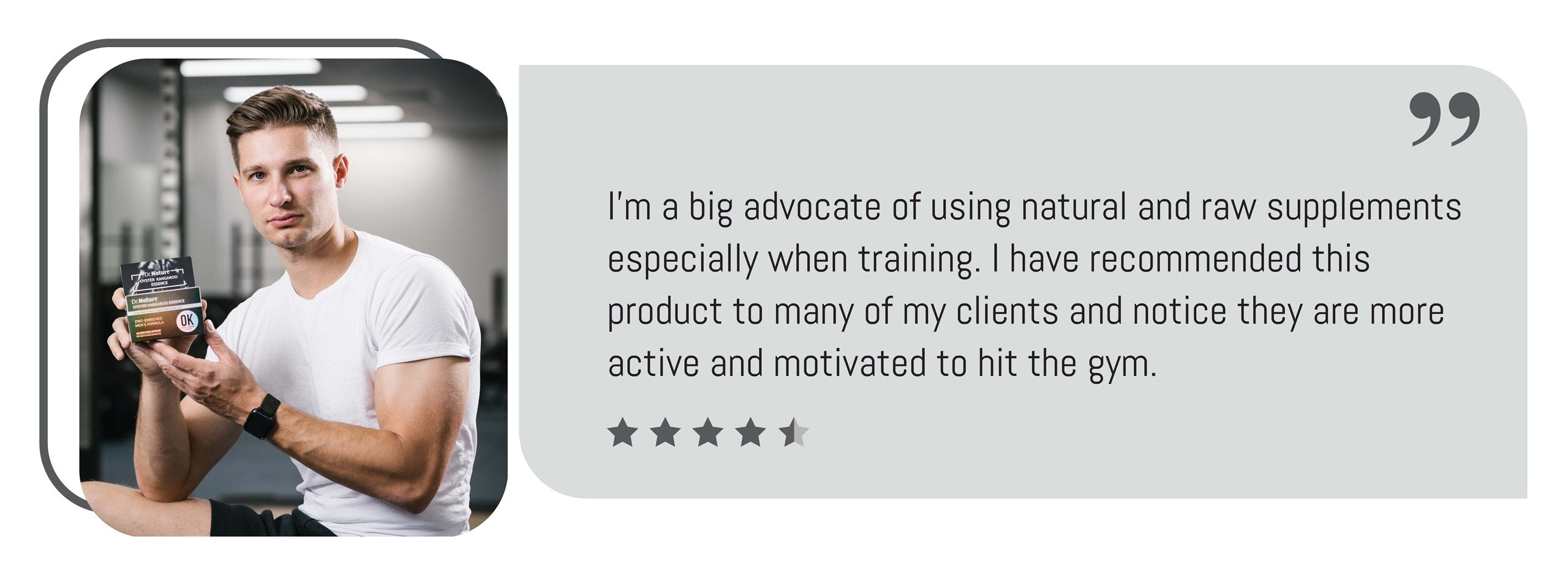 Customer with Oyster Kangaroo Essence Advanced review artwork