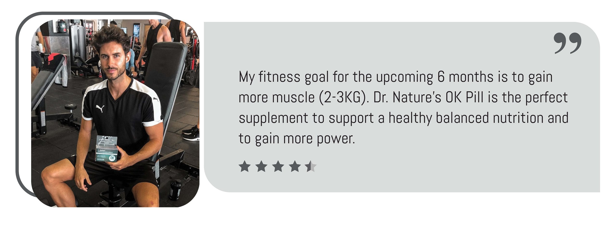 Fitness customer with Oyster Kangaroo Essence Advanced review artwork