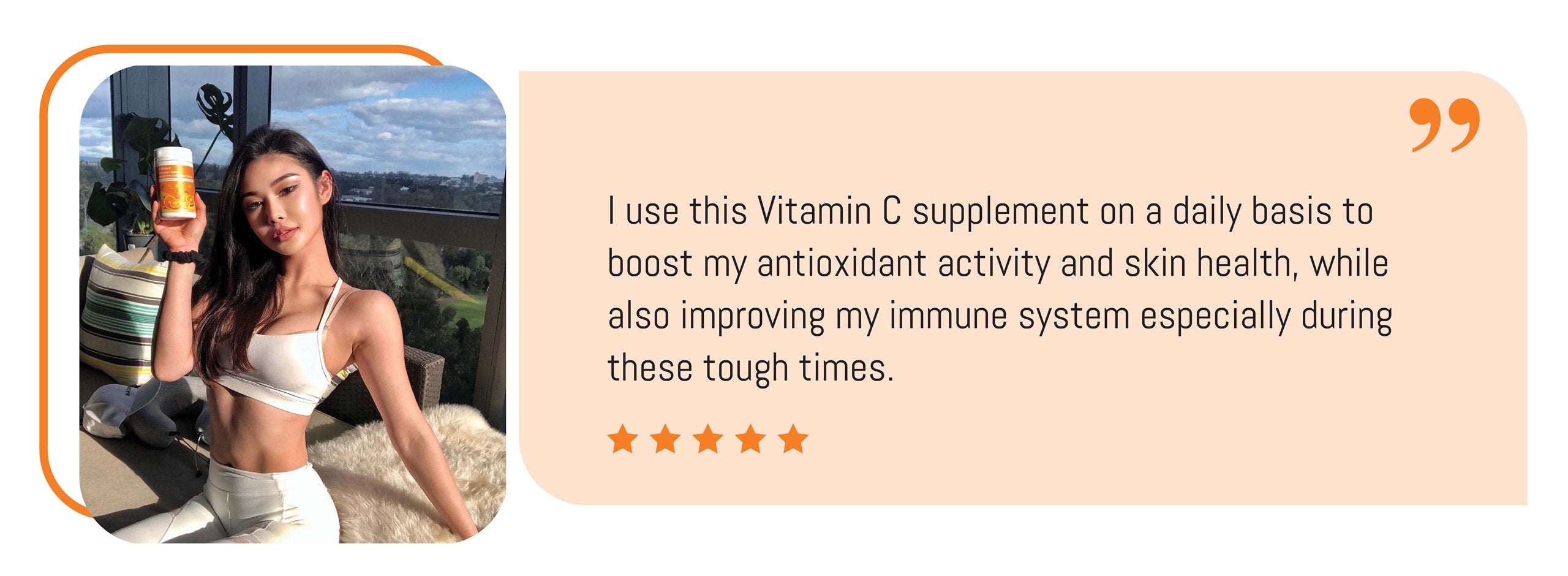 Customer with Vitamin C supplement review artwork