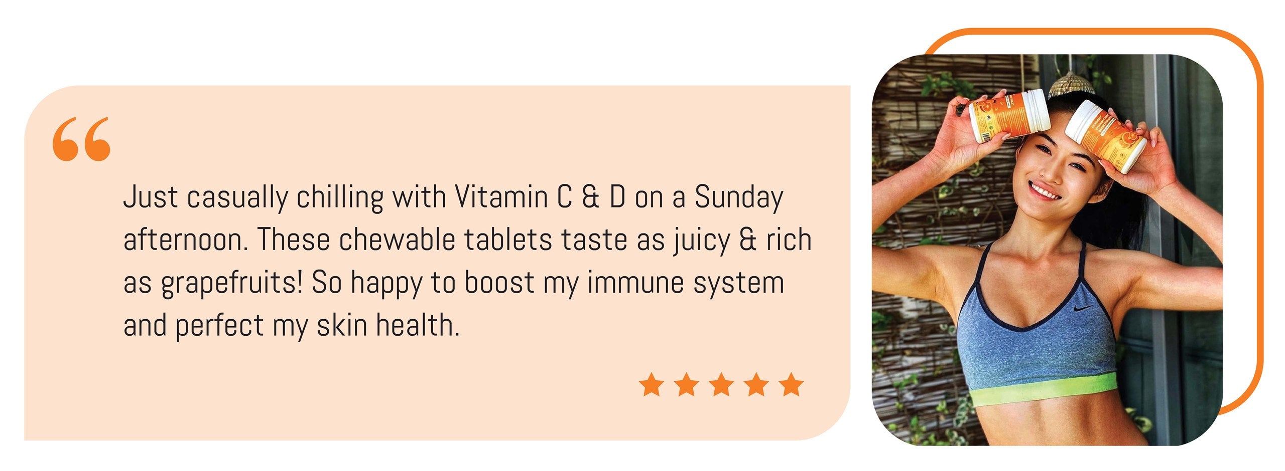 Customer with Vitamin C supplement review artwork