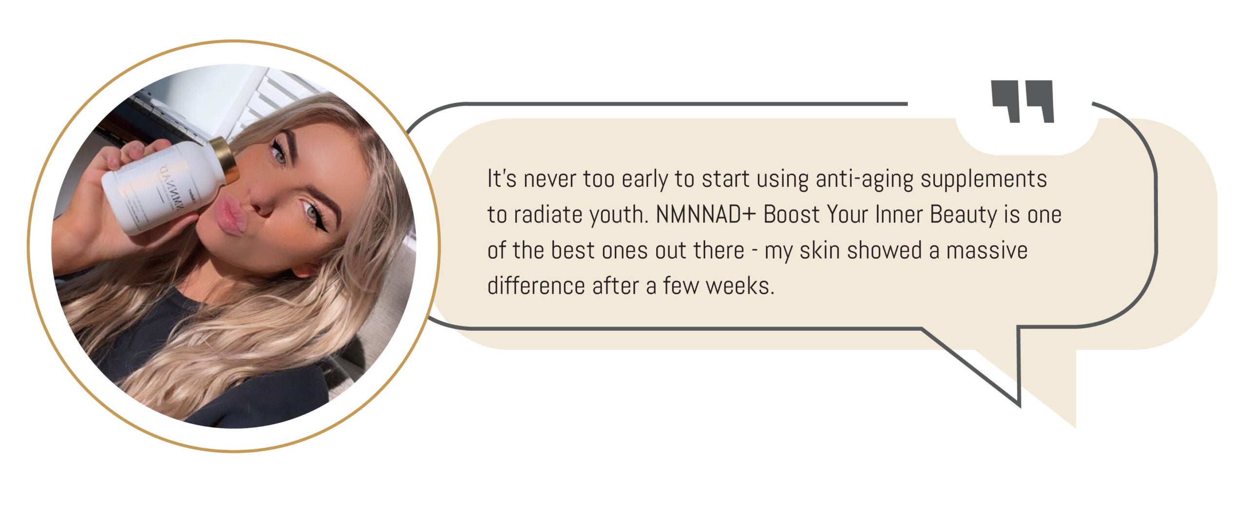 Customer holding a Dr Nature NMNNAD+ supplement bottle