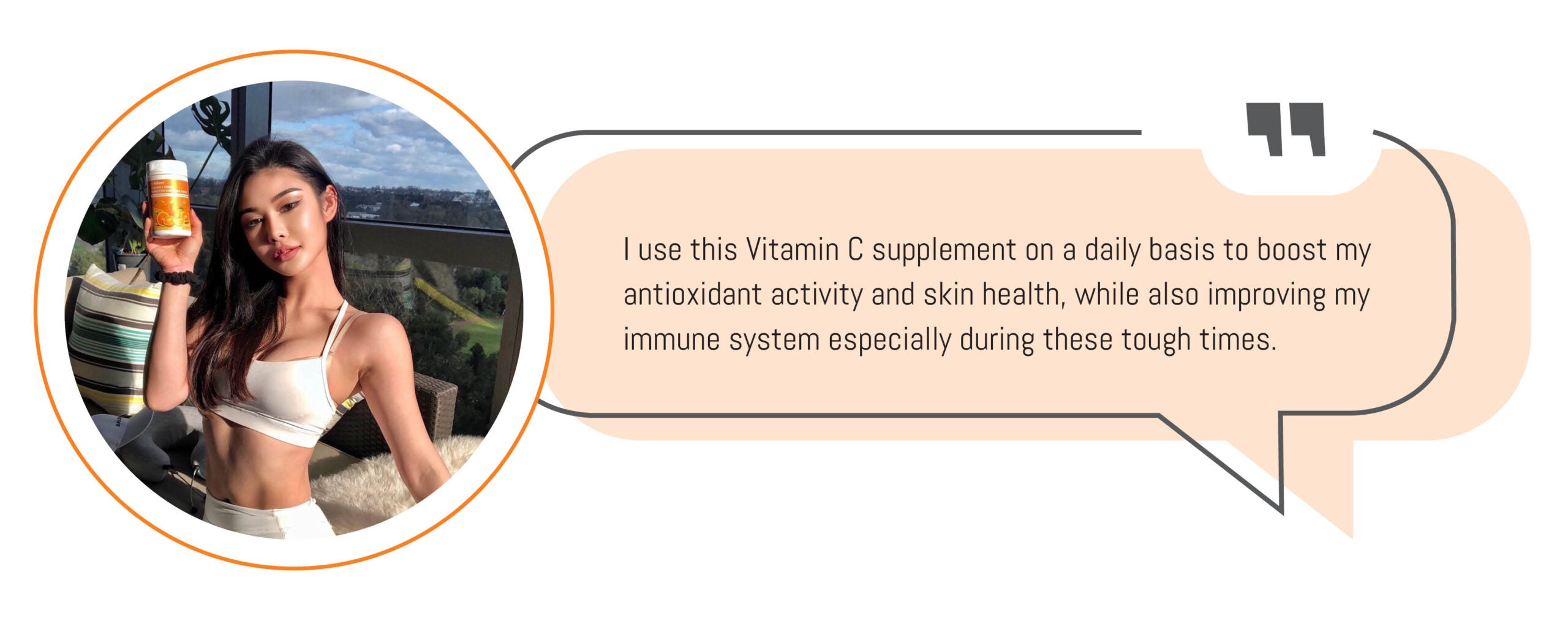 Customer holding a Dr Nature Vitamin C supplement bottle